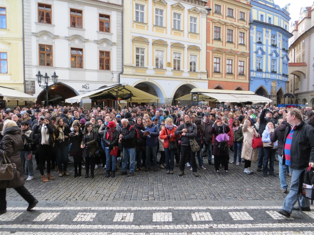 ...and all the people crowding around to take a photo of the clock tower.