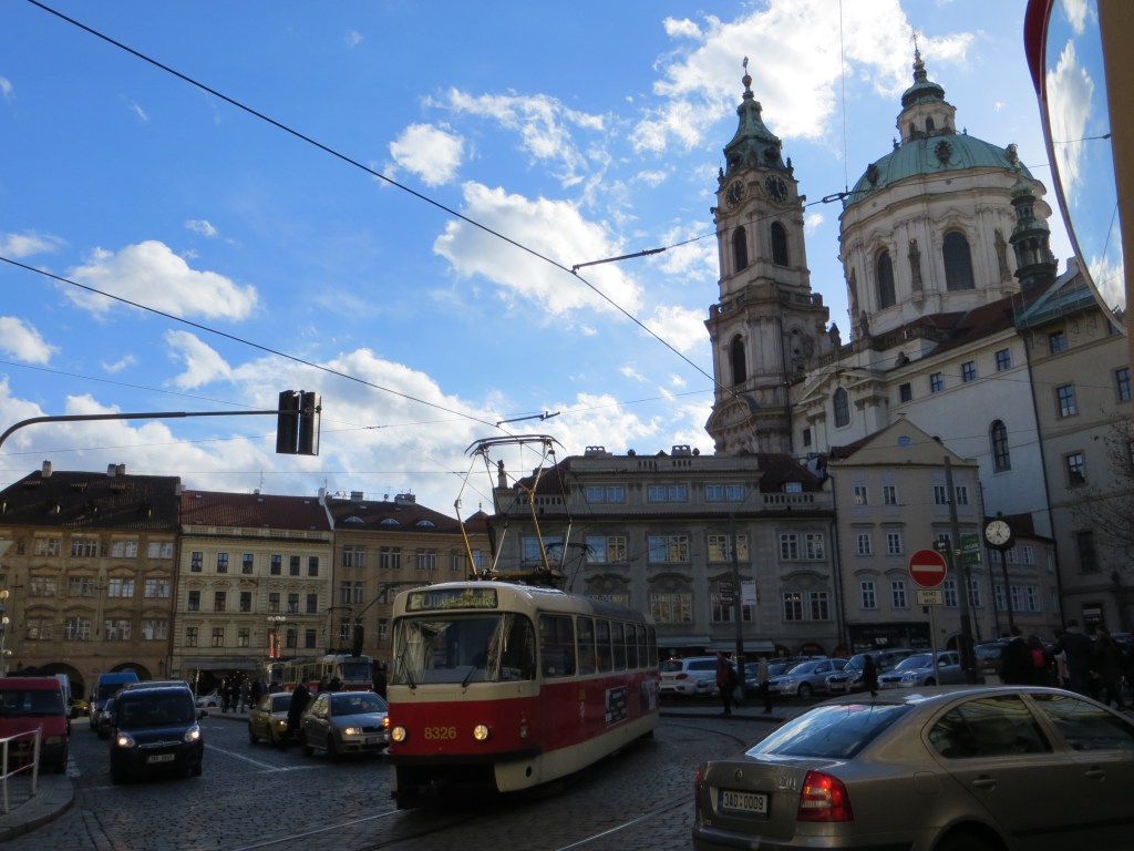 Juxtaposition of two eras in Prague's history.