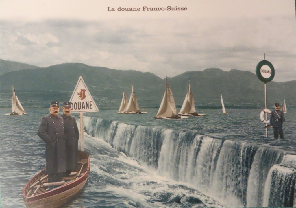 The French-Swiss border (on Lake Geneva).