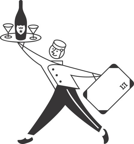 Frizz mit Koffer und Tablet